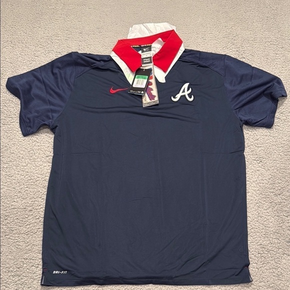 Nike Other - Nike Men's Atlanta Braves MLB Shirts Nike Men's Navy and Red Polo Shirt size XL
